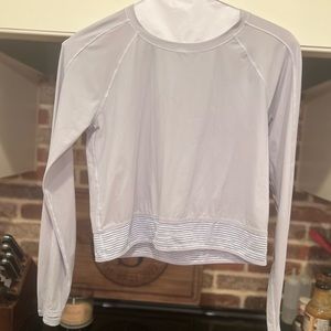 lululemon Pastel Blue Long Sleeve Crop Lined with Mesh Size 4